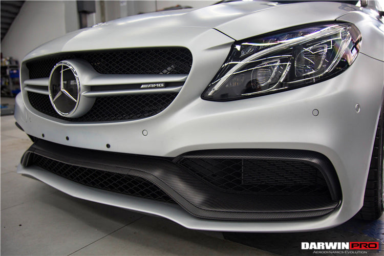 DarwinPRO 2015-2023 Mercedes Benz W205 C63 S AMG Carbon Fiber Front Bumper Trim Set (4pcs)