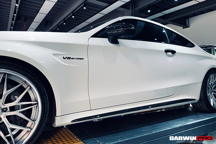 DarwinPRO 2015-2021 Mercedes Benz W205 C63 & S AMG Coupe Carbon Fiber Side Skirts Extension