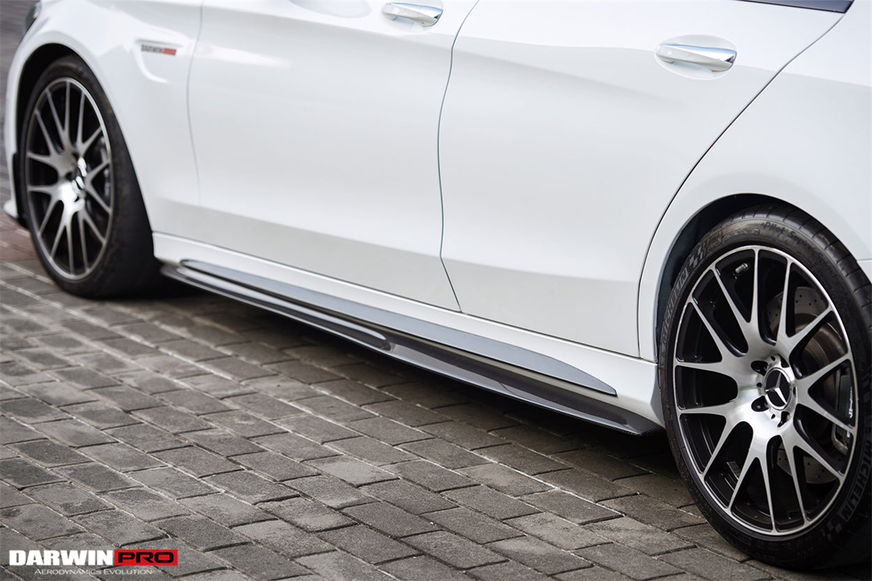 Extensión de faldones laterales de fibra de carbono DarwinPRO para Mercedes Benz W205 C63 AMG C43 Clase C Sedán 2015-2021