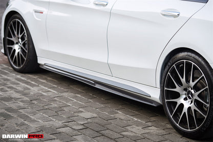 Extensión de faldones laterales de fibra de carbono DarwinPRO para Mercedes Benz W205 C63 AMG C43 Clase C Sedán 2015-2021