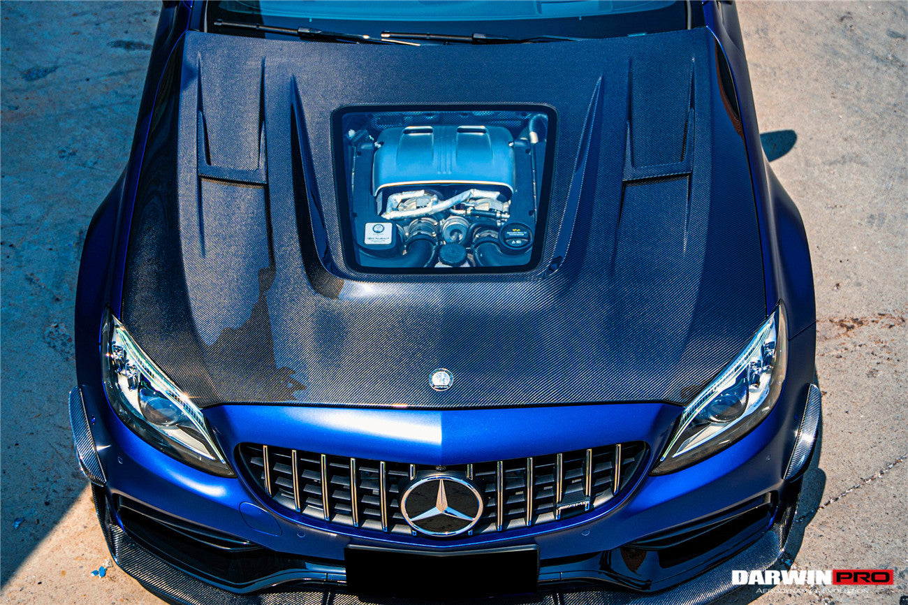 Capó de fibra de carbono parcial DarwinPRO para Mercedes Benz W205 C63 y S AMG IMP Performance (2015-2021)