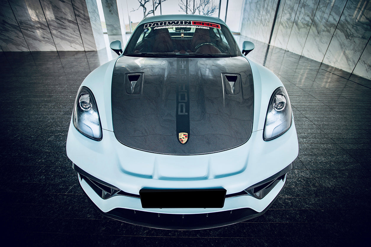 Capó de fibra de carbono DarwinPRO 2012-2025 para Porsche 718, 981 Cayman y Boxster GT2RS