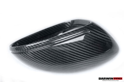 Reemplazo de carcasa de espejo de fibra de carbono DarwinPRO para Porsche 718 (modelos OE, año 2017-2025) | Compatible con Cayman, Boxster, Spyder, GTS, GT4 y GT4 RS (volante a la izquierda)