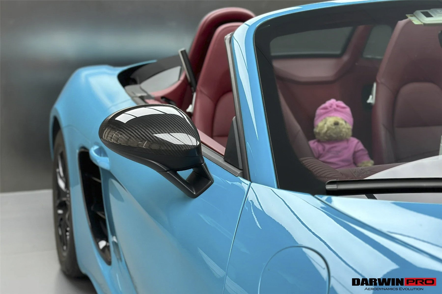 Reemplazo de carcasa de espejo de fibra de carbono DarwinPRO para Porsche 718 (modelos OE, año 2017-2025) | Compatible con Cayman, Boxster, Spyder, GTS, GT4 y GT4 RS (volante a la izquierda)
