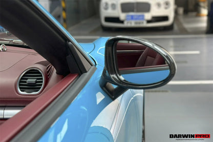Reemplazo de carcasa de espejo de fibra de carbono DarwinPRO para Porsche 718 (modelos OE, año 2017-2025) | Compatible con Cayman, Boxster, Spyder, GTS, GT4 y GT4 RS (volante a la izquierda)