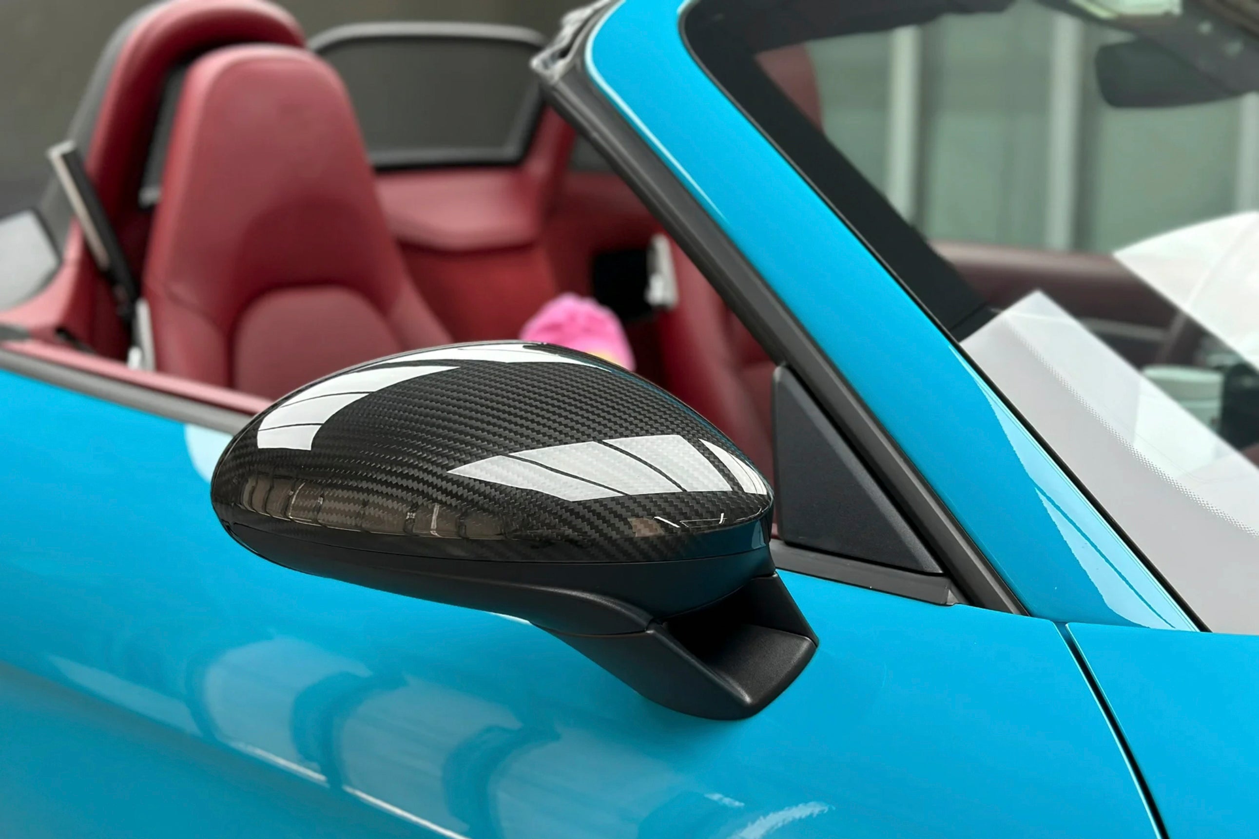 Reemplazo de carcasa de espejo de fibra de carbono DarwinPRO para Porsche 718 (modelos OE, año 2017-2025) | Compatible con Cayman, Boxster, Spyder, GTS, GT4 y GT4 RS (volante a la izquierda)
