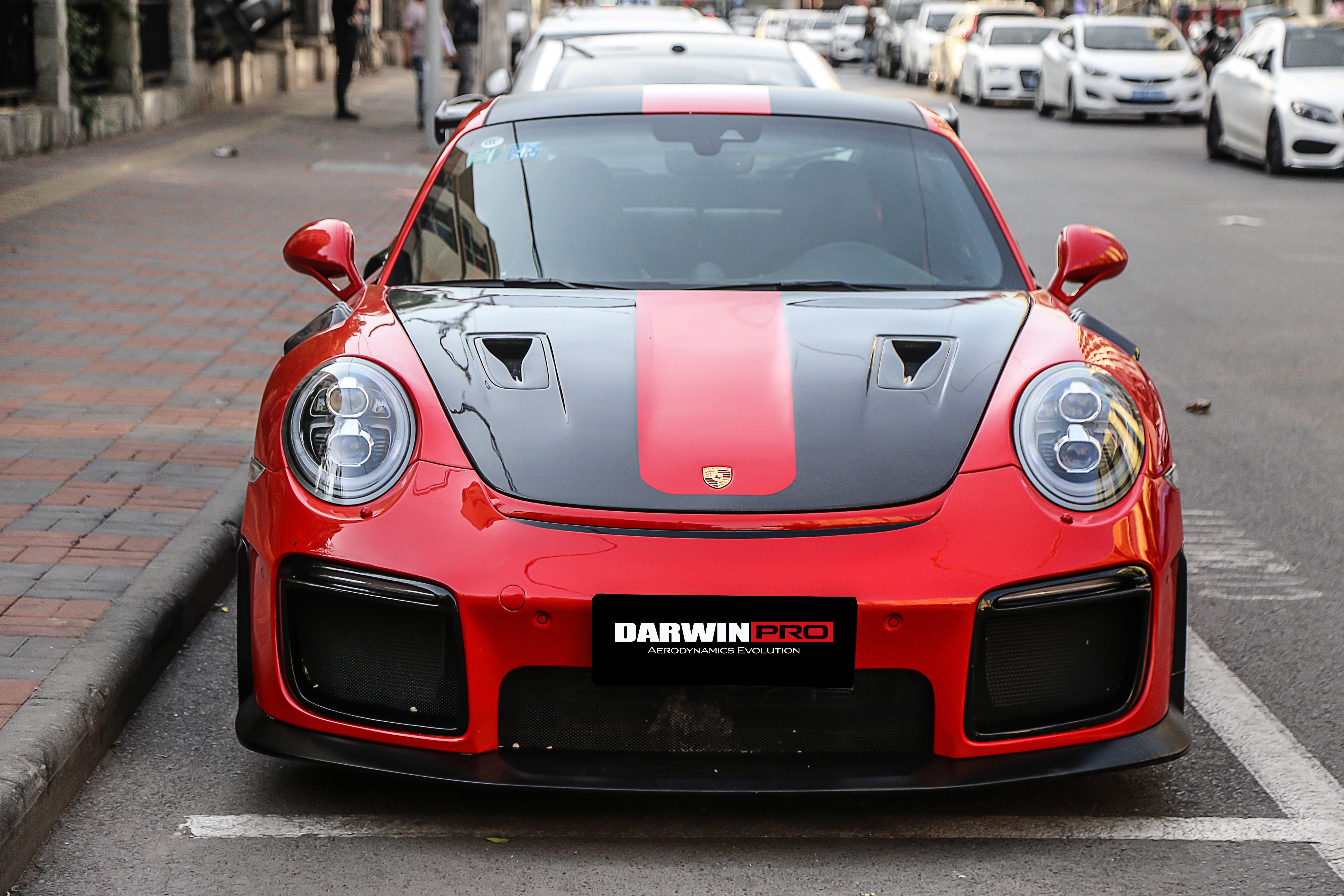 DarwinPRO 2016-2019 Porsche 911 991.2 Carrera & Targa 4 & 4S & GT3 Convert GT2RS Style Partial Carbon Fiber Front Bumper