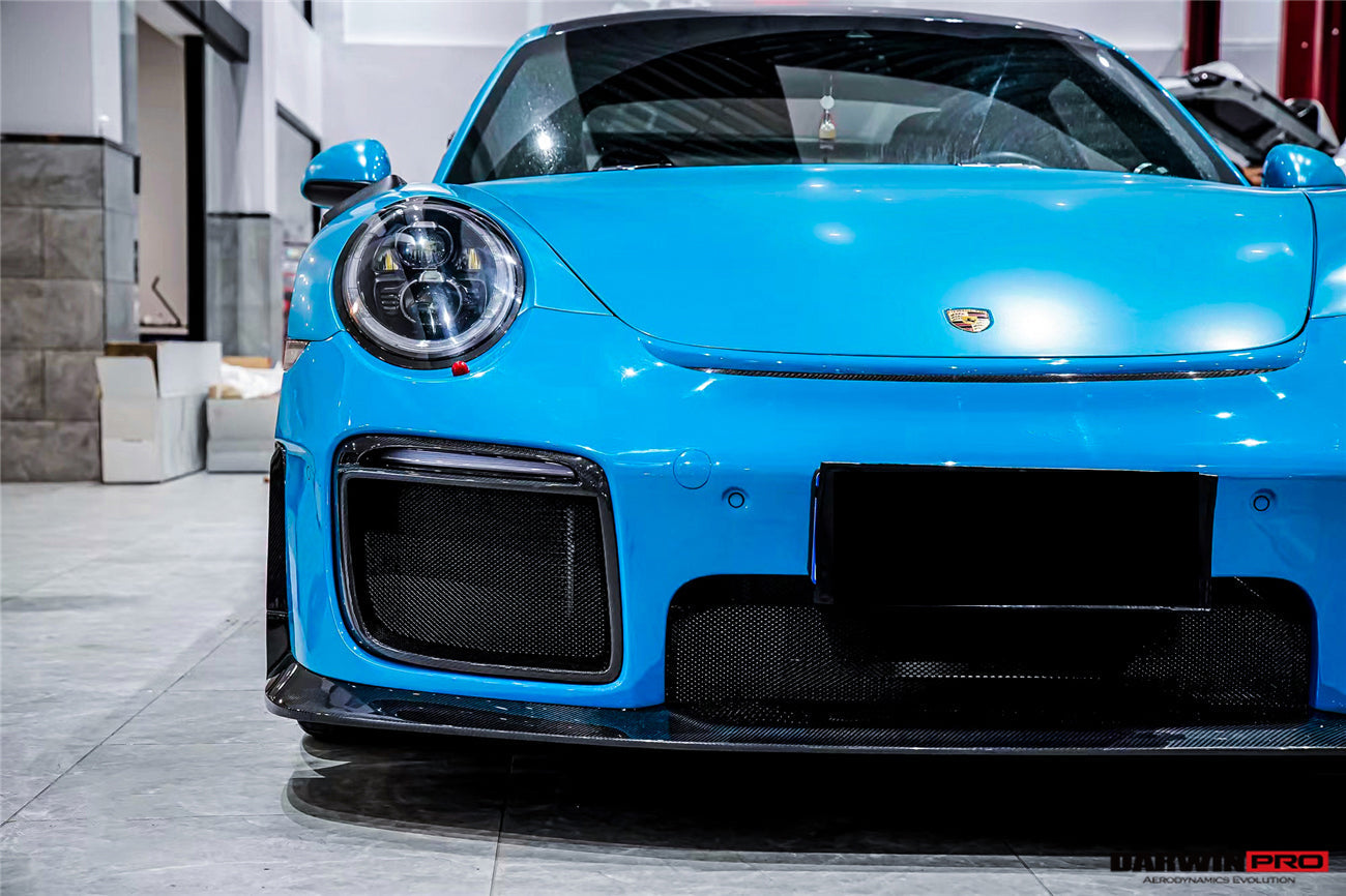 DarwinPRO 2016-2019 Porsche 911 991.2 Carrera & Targa 4 & 4S & GT3 Convert GT2RS Style Partial Carbon Fiber Front Bumper