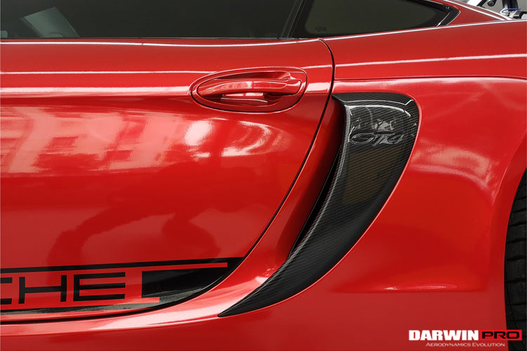 DarwinPRO 2012-2016 Porsche 981 Boxster Cayman GT4 Style Carbon Fiber Quarter Panel Side Scoops