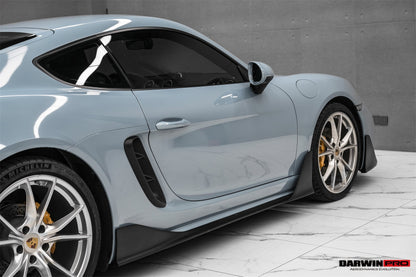 DarwinPRO Stuttmate Carbon Fiber Side Skirts | 2016-2025 Porsche 718 Cayman, Boxster