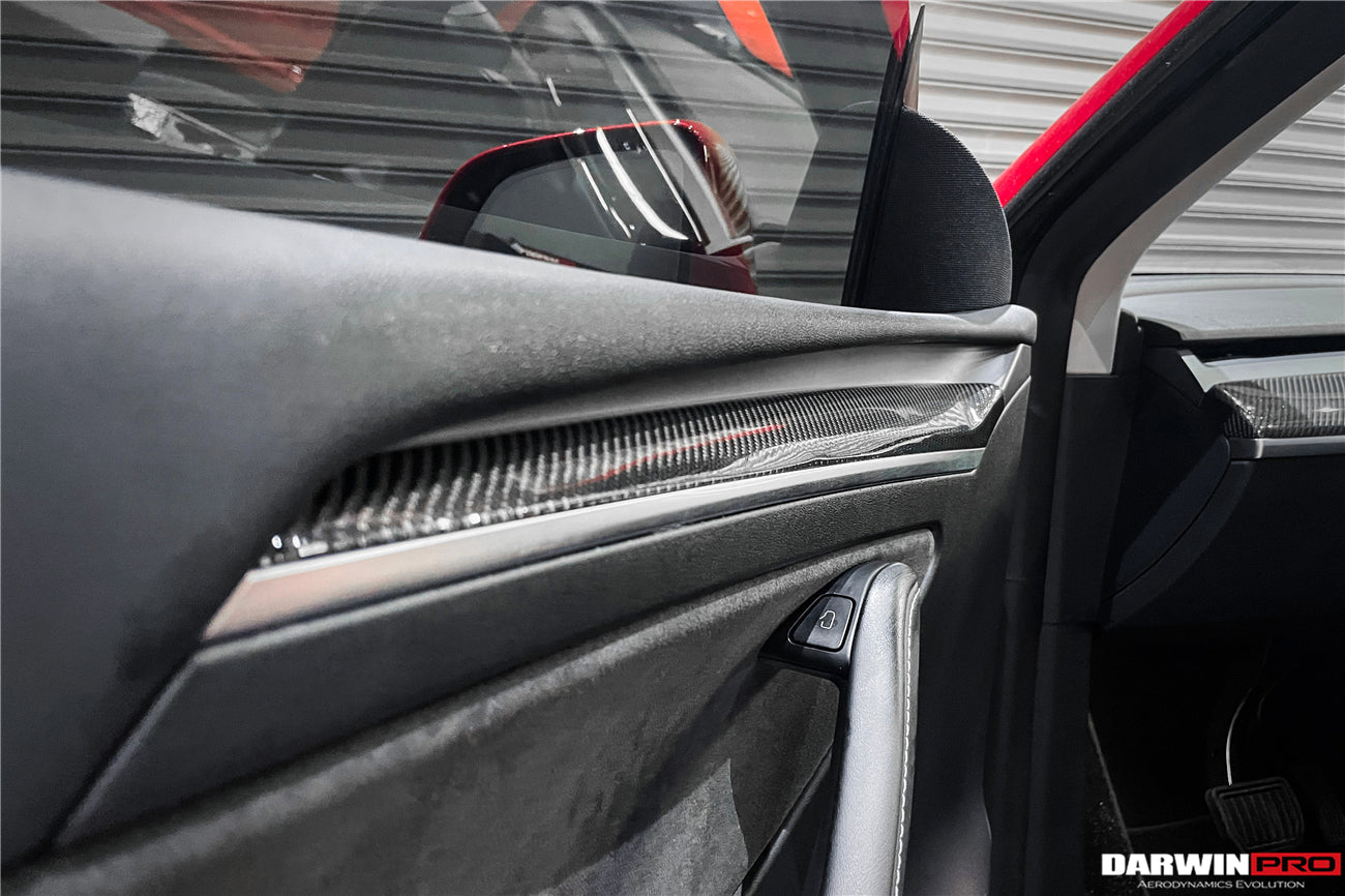 DarwinPRO OEM Style Autoclave Carbon Fiber Door Trim Interior Replacement | 2020-2023 Tesla Model 3, Y