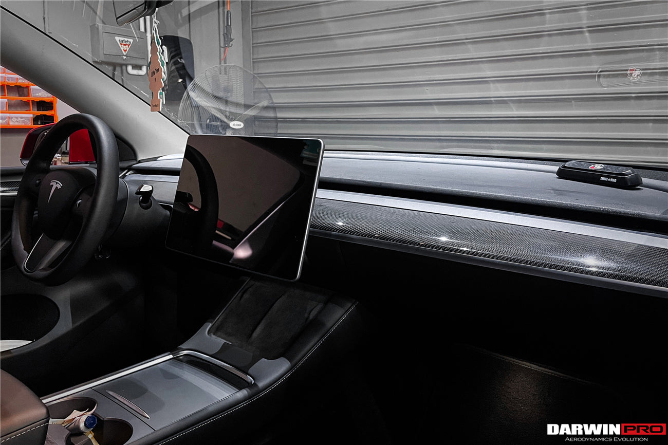 DarwinPRO 2020-2023 Tesla Model 3 Y OEM Style Autoclave Carbon Fiber Dashboard Trim Interior Replacement