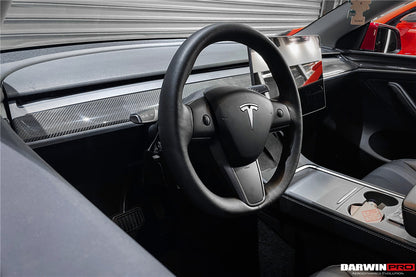 DarwinPRO 2020-2023 Tesla Model 3 Y OEM Style Autoclave Carbon Fiber Dashboard Trim Interior Replacement