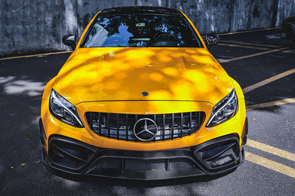 Parachoques delantero DarwinPRO 2015-2021 Mercedes Benz W205 C63 C63S AMG Coupé IMP Performance de fibra de carbono parcial con canards