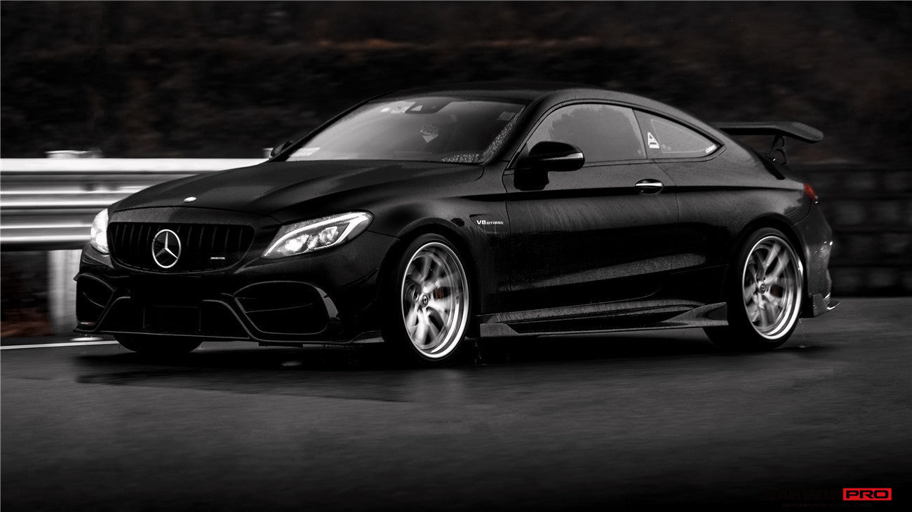 Faldones laterales DarwinPRO de fibra de carbono de alto rendimiento para Mercedes Benz C63 Clase C Coupé IMP (2015-2021)