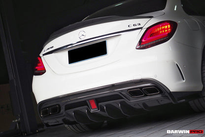 DarwinPRO 2015-2021 Mercedes Benz W205 C63 S AMG Sedan IMP Performance Carbon Fiber Rear Diffuser with Caps