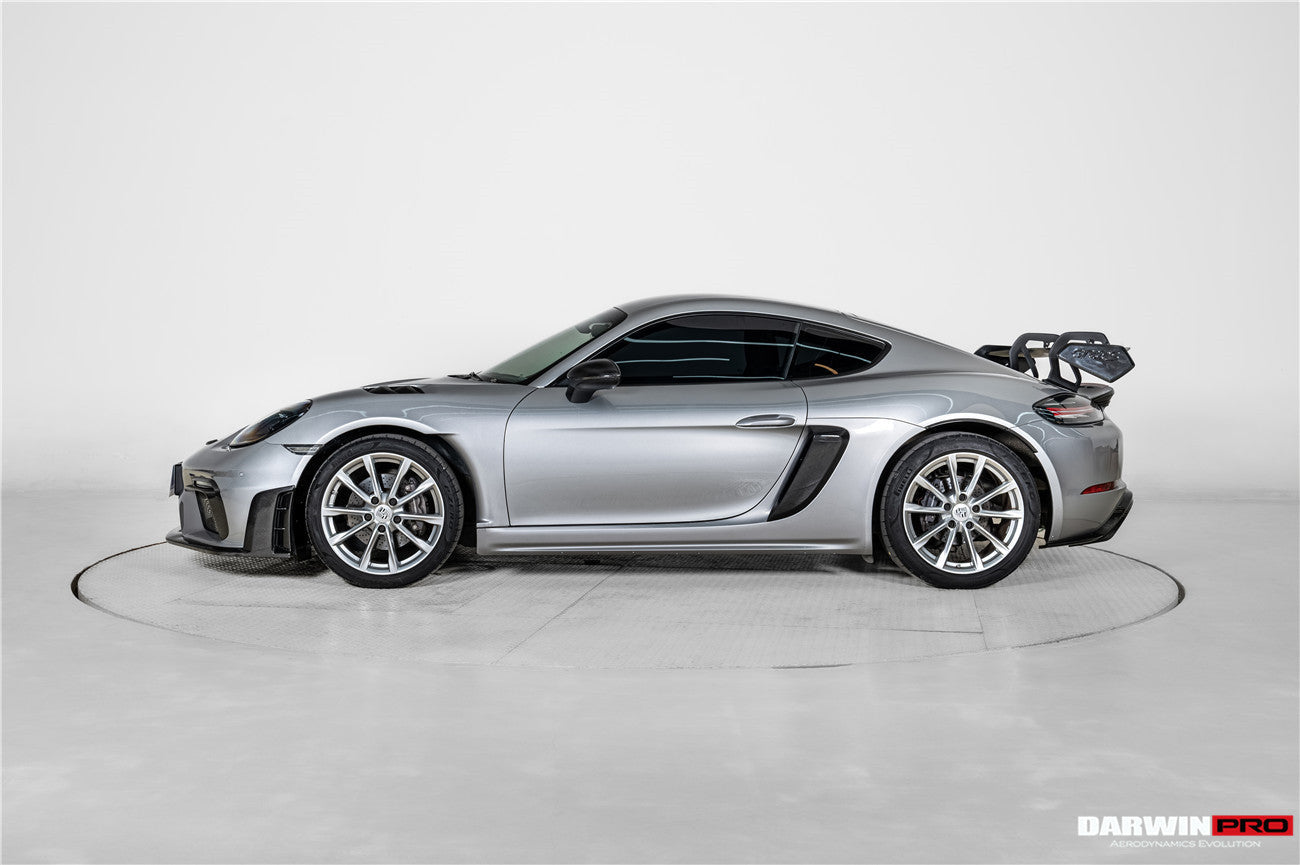 DarwinPRO 2016-2025 Porsche 718 Cayman Boxster GT4RS Style Autoclave Carbon Fiber Rear Diffuser Lip With Winglets And Exhaust Tips