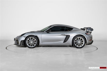 DarwinPRO 2016-2025 Porsche 718 Cayman Boxster GT4RS Style Autoclave Carbon Fiber Rear Diffuser Lip With Winglets And Exhaust Tips