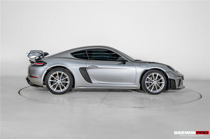 DarwinPRO 2016-2025 Porsche 718 Cayman Boxster GT4RS Style Autoclave Carbon Fiber Rear Diffuser Lip With Winglets And Exhaust Tips