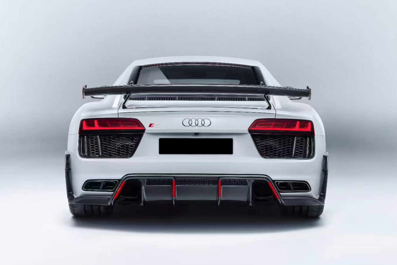 DarwinPRO 2016-2025 Audi R8 GEN2 Coupe Performance Parts Style Dry Carbon Fiber Trunk Wing with Base and Aluminum Legs