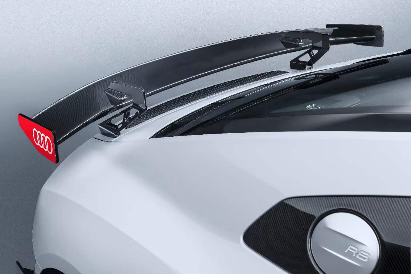 DarwinPRO 2016-2025 Audi R8 GEN2 Coupe Performance Parts Style Dry Carbon Fiber Trunk Wing with Base and Aluminum Legs