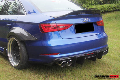 Difusor trasero estilo BKSS con luz LED DarwinPRO para Audi S3 y A3 Sline Sedan 2013-2016