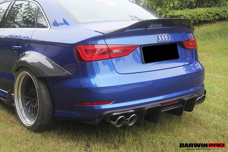 Difusor trasero estilo BKSS con luz LED DarwinPRO para Audi S3 y A3 Sline Sedan 2013-2016