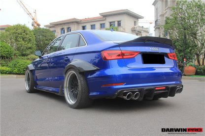 Difusor trasero estilo BKSS con luz LED DarwinPRO para Audi S3 y A3 Sline Sedan 2013-2016