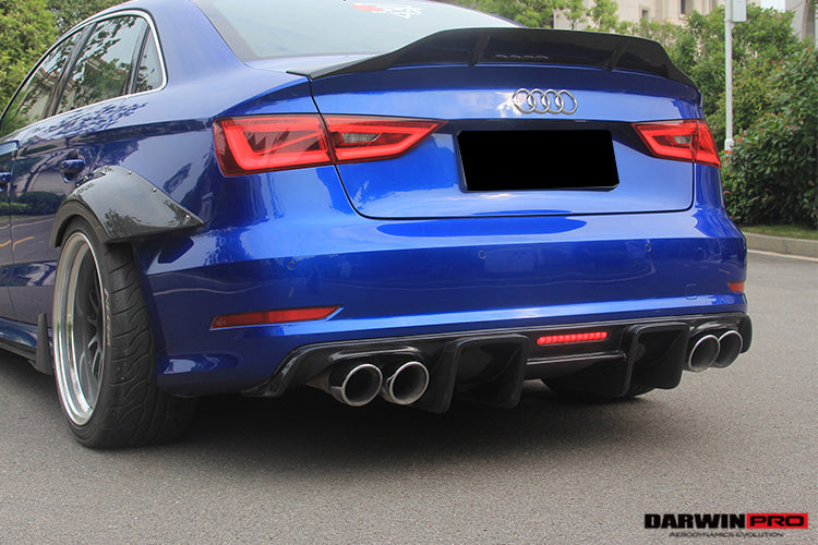 Difusor trasero estilo BKSS con luz LED DarwinPRO para Audi S3 y A3 Sline Sedan 2013-2016