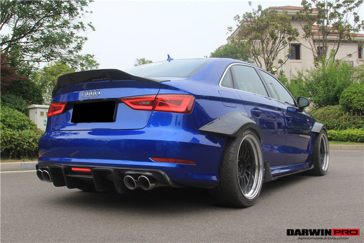 Difusor trasero estilo BKSS con luz LED DarwinPRO para Audi S3 y A3 Sline Sedan 2013-2016
