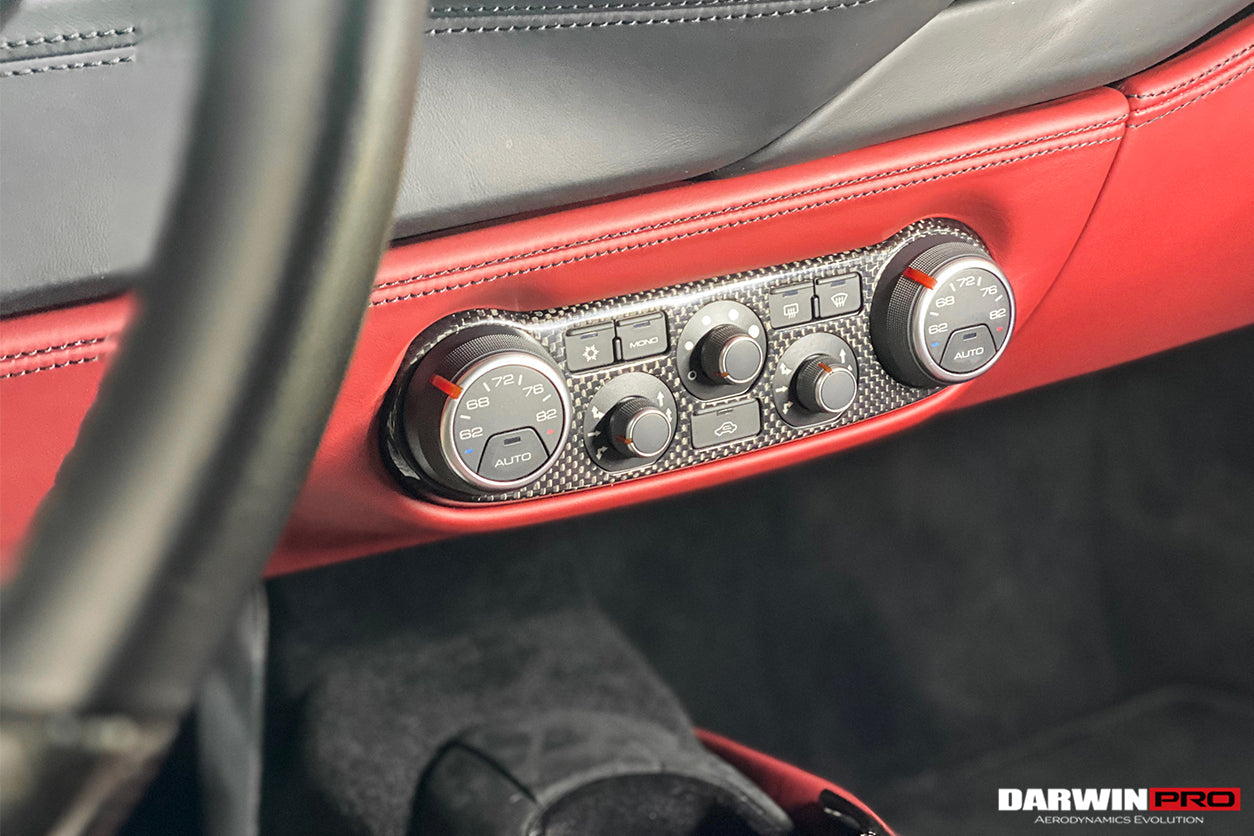 DarwinPRO Dry Carbon Fiber AC Control Panel Cover | 2015-2020 Ferrari 488 GTB & Spider