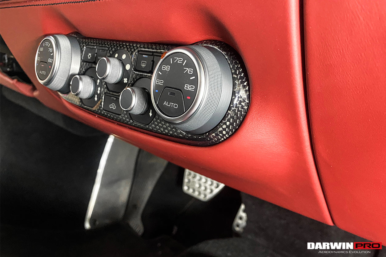 DarwinPRO Dry Carbon Fiber AC Control Panel Cover | 2015-2020 Ferrari 488 GTB & Spider