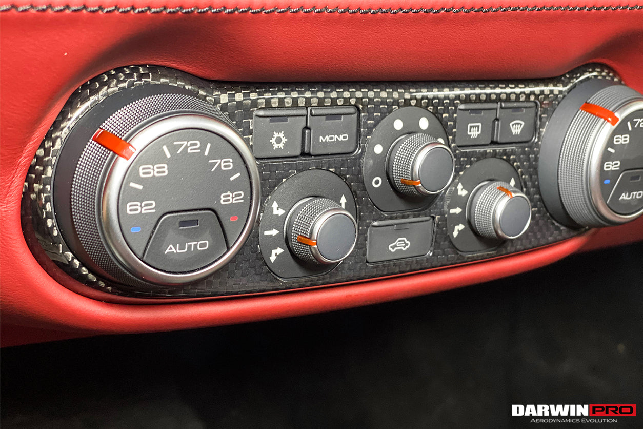 DarwinPRO Dry Carbon Fiber AC Control Panel Cover | 2015-2020 Ferrari 488 GTB & Spider