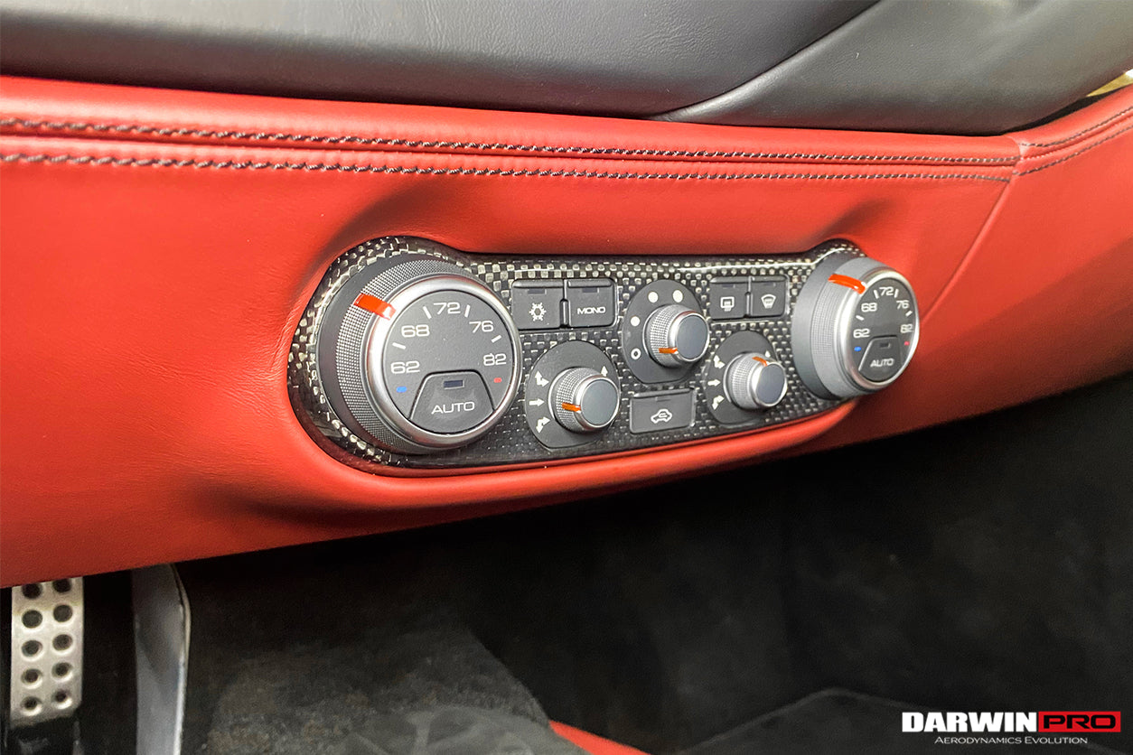 DarwinPRO Dry Carbon Fiber AC Control Panel Cover | 2015-2020 Ferrari 488 GTB & Spider