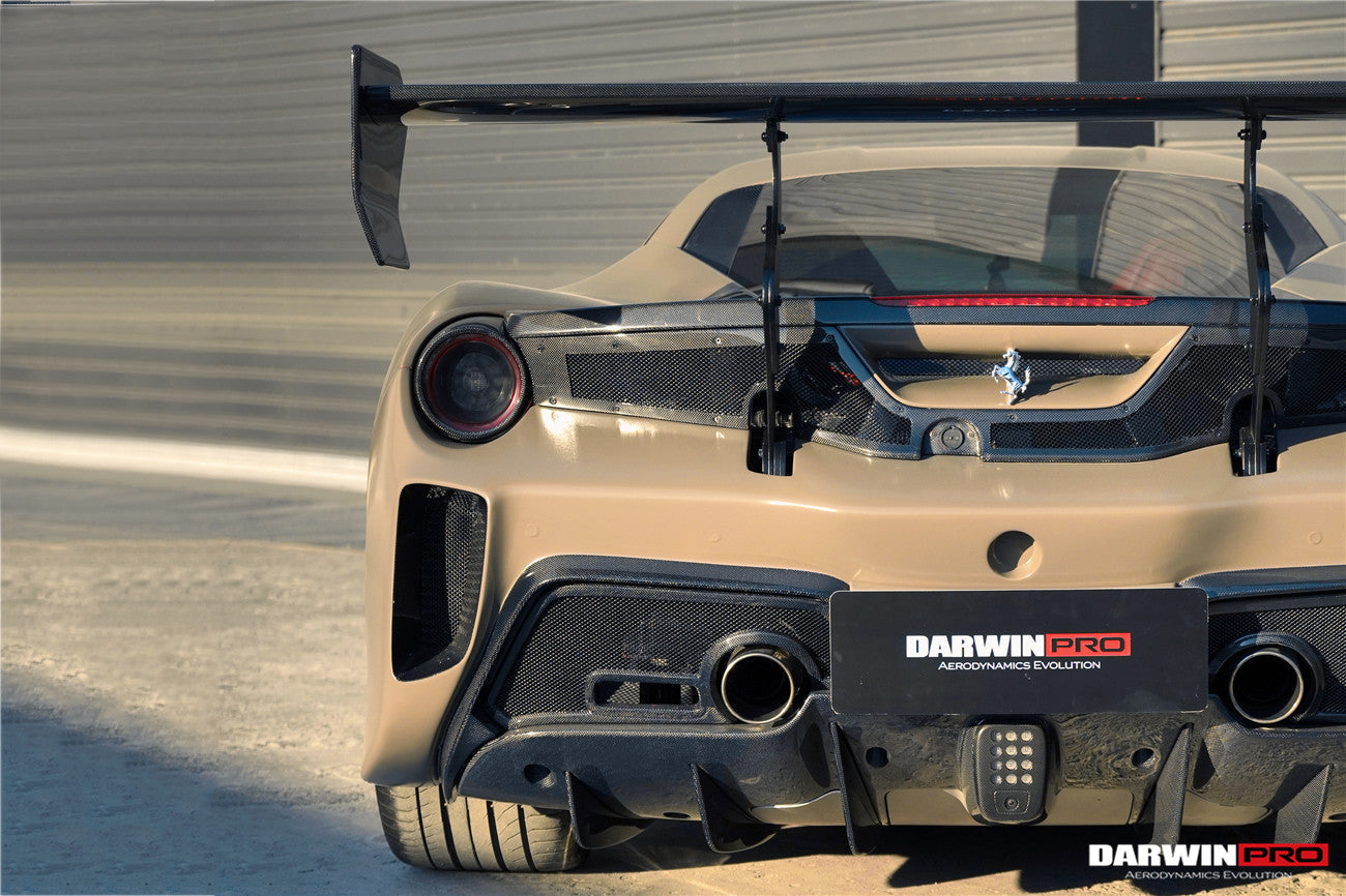 DarwinPRO 2015-2020 Ferrari 488 GTB Challenge Evo Modena Style Rear Bumper With Deck Lid Wing & Diffuser