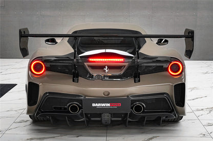 Parachoques trasero DarwinPRO 2015-2020 Ferrari 488 GTB Challenge Evo Modena Style con tapa de maletero, alerón, difusor y alerón
