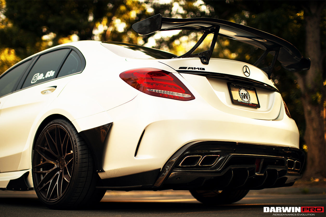 DarwinPRO 2015-2021 Mercedes Benz W205 C63 S AMG Sedan IMP Performance Carbon Fiber Rear Diffuser with Caps