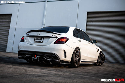 DarwinPRO 2015-2021 Mercedes Benz W205 C63 S AMG Sedan IMP Performance Carbon Fiber Rear Diffuser with Caps