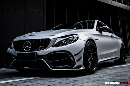 Parachoques delantero DarwinPRO 2015-2021 Mercedes Benz W205 C63 C63S AMG Coupé IMP Performance de fibra de carbono parcial con canards