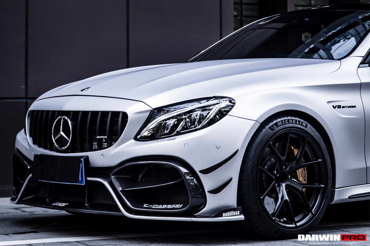 DarwinPRO 2015-2021 Mercedes Benz W205 C63 C63S AMG Coupe IMP Performance Partial Carbon Fiber Front Bumper With Grille & Canards