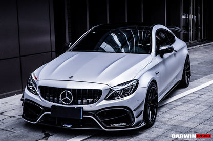 Parachoques delantero DarwinPRO 2015-2021 Mercedes Benz W205 C63 C63S AMG Coupé IMP Performance de fibra de carbono parcial con canards