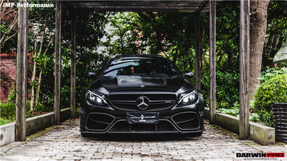 Parachoques delantero DarwinPRO 2015-2021 Mercedes Benz W205 C63 C63S AMG Coupé IMP Performance de fibra de carbono parcial con canards
