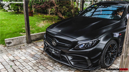 Parachoques delantero DarwinPRO 2015-2021 Mercedes Benz W205 C63 C63S AMG Coupé IMP Performance de fibra de carbono parcial con canards