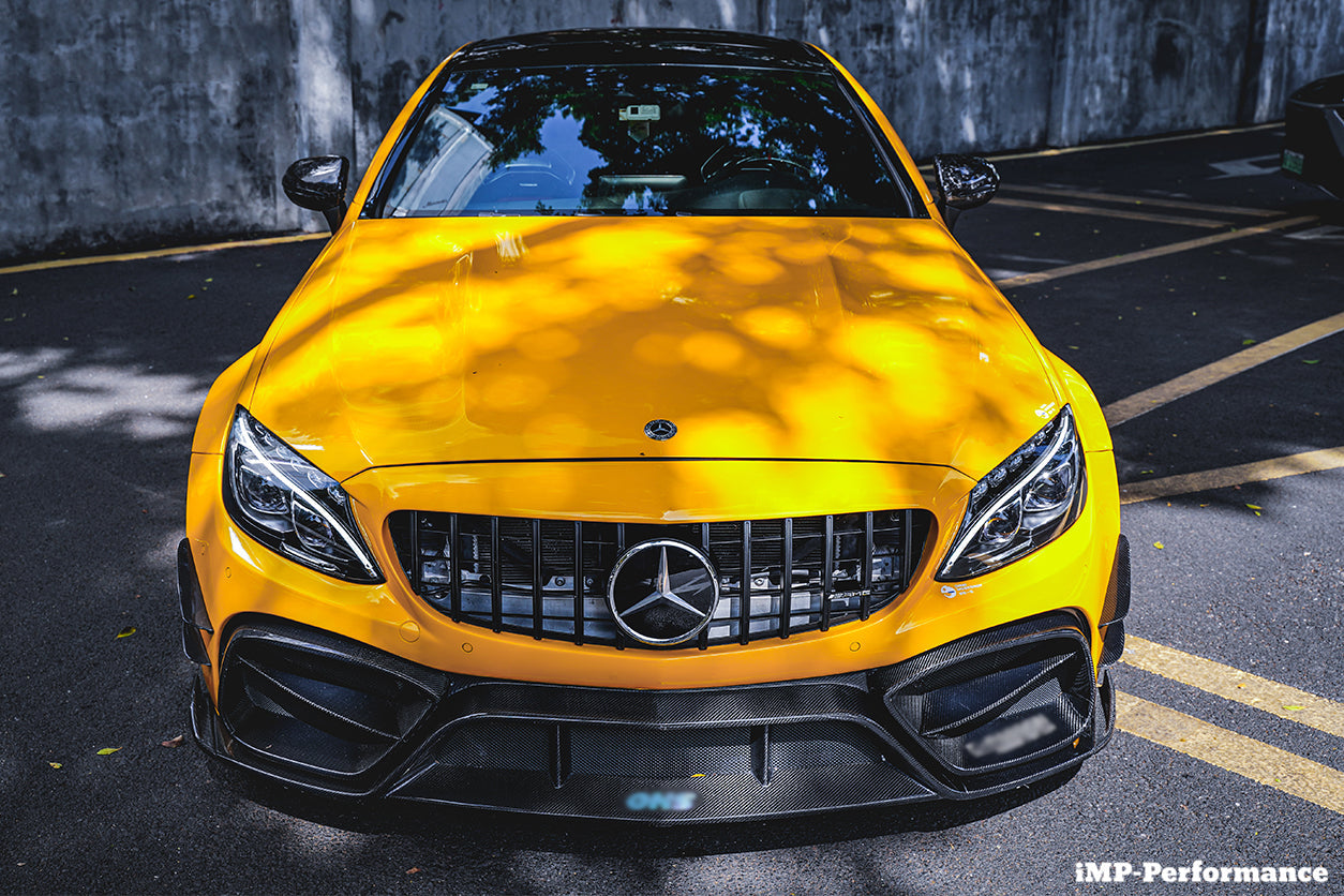 DarwinPRO 2015-2021 Mercedes Benz W205 C63 C63S AMG Coupe IMP Performance Partial Carbon Fiber Front Bumper With Grille & Canards