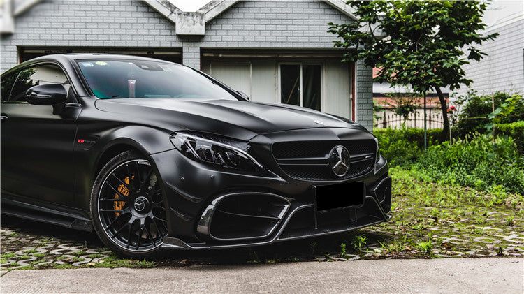 Parachoques delantero DarwinPRO 2015-2021 Mercedes Benz W205 C63 C63S AMG Coupé IMP Performance de fibra de carbono parcial con canards