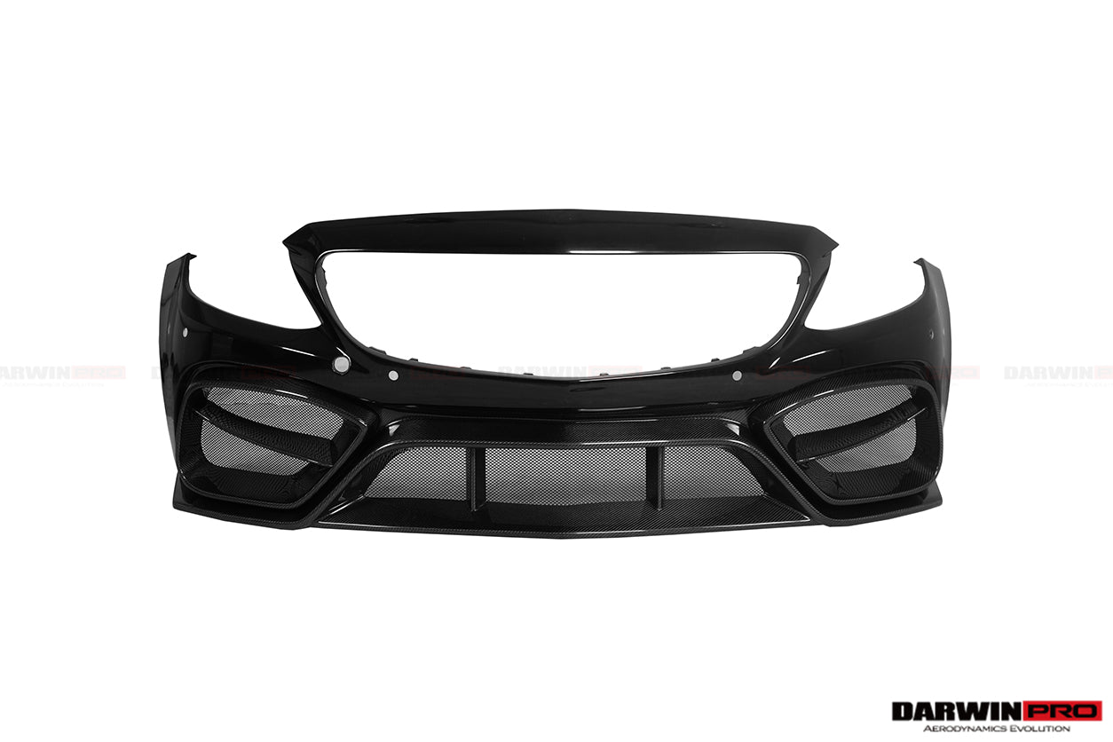DarwinPRO 2015-2021 Mercedes Benz W205 C63 C63S AMG Coupe IMP Performance Partial Carbon Fiber Front Bumper With Grille & Canards