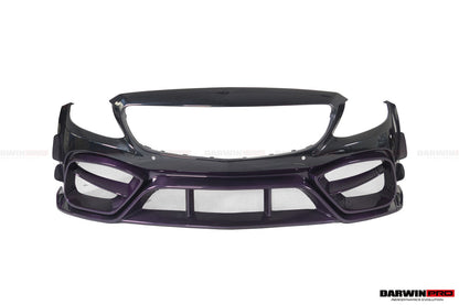 Parachoques delantero DarwinPRO 2015-2021 Mercedes Benz W205 C63 C63S AMG Coupé IMP Performance de fibra de carbono parcial con canards