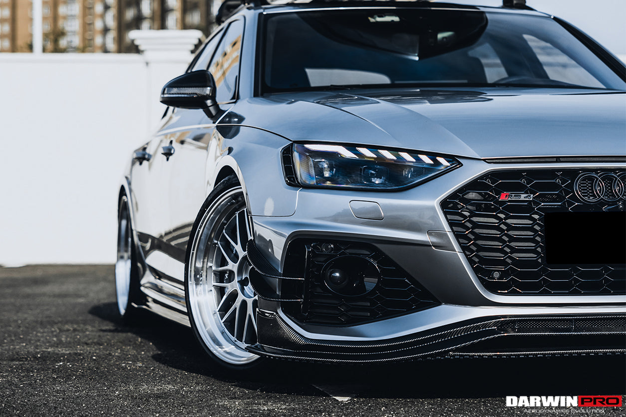 DarwinPRO BKSS Style Carbon Fiber Front Bumper Canards | 2020-2024 Audi RS4 B9.5