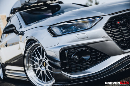DarwinPRO BKSS Style Carbon Fiber Front Bumper Canards | 2020-2024 Audi RS4 B9.5