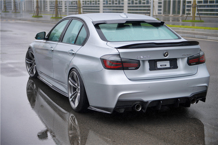DarwinPRO 2013-2019 BMW 3 Series F30 F35 M-Tech GV Style Carbon Fiber Rear Lip with Caps